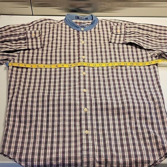 Chaps Ralph Lauren Men's Button Down Long Sleeve Plaid Denim Collar  Vintage 90s - Picture 5 of 9